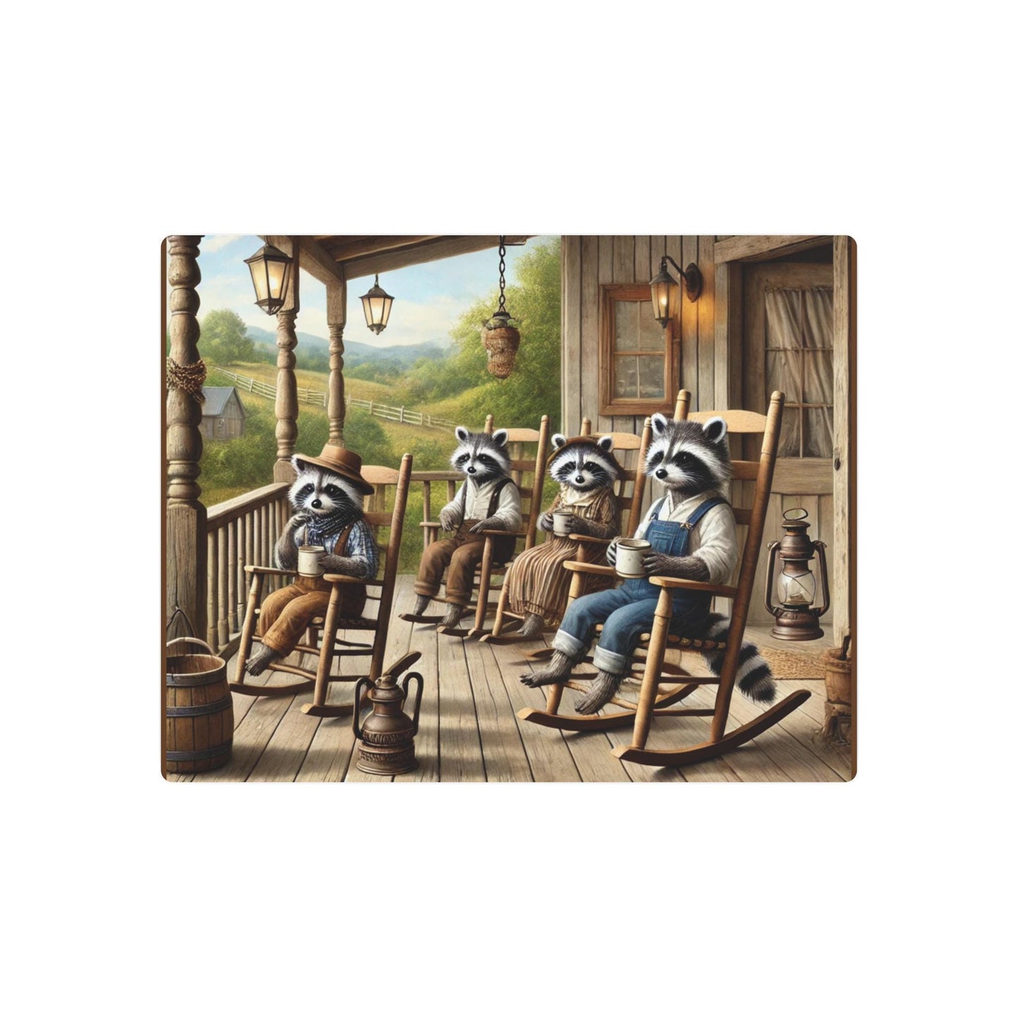 Rustic Raccoon Metal Art Sign