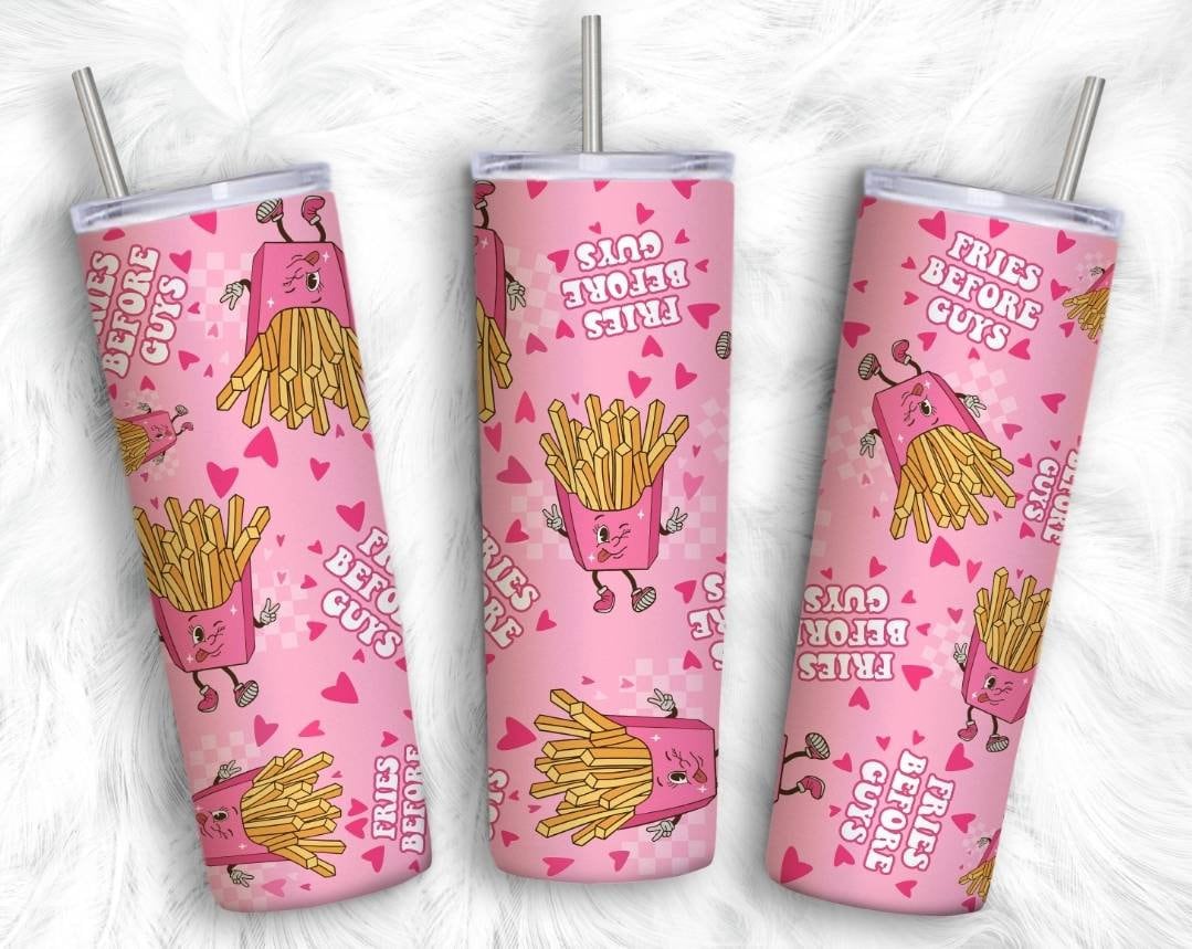 Fries Before Guys Pink 20oz Skinny Tumbler