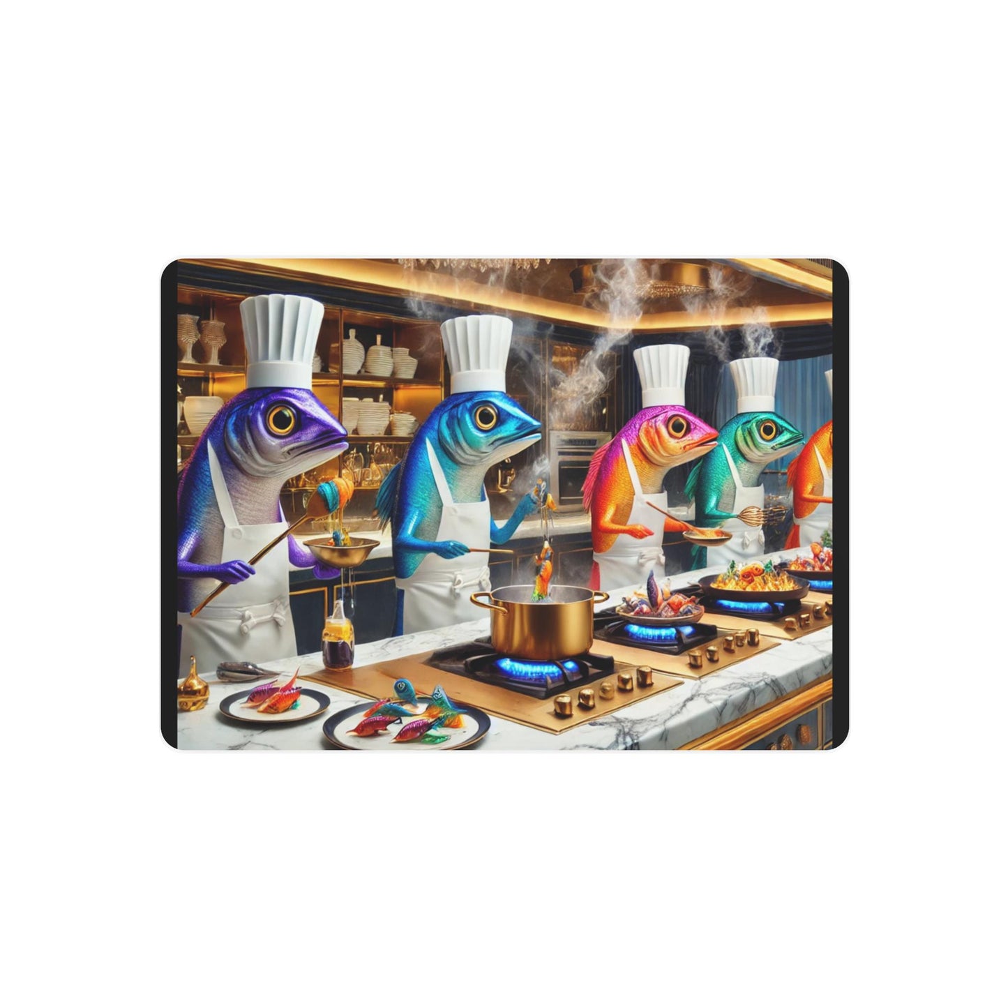 Vibrant Chef Fish Metal Art Sign
