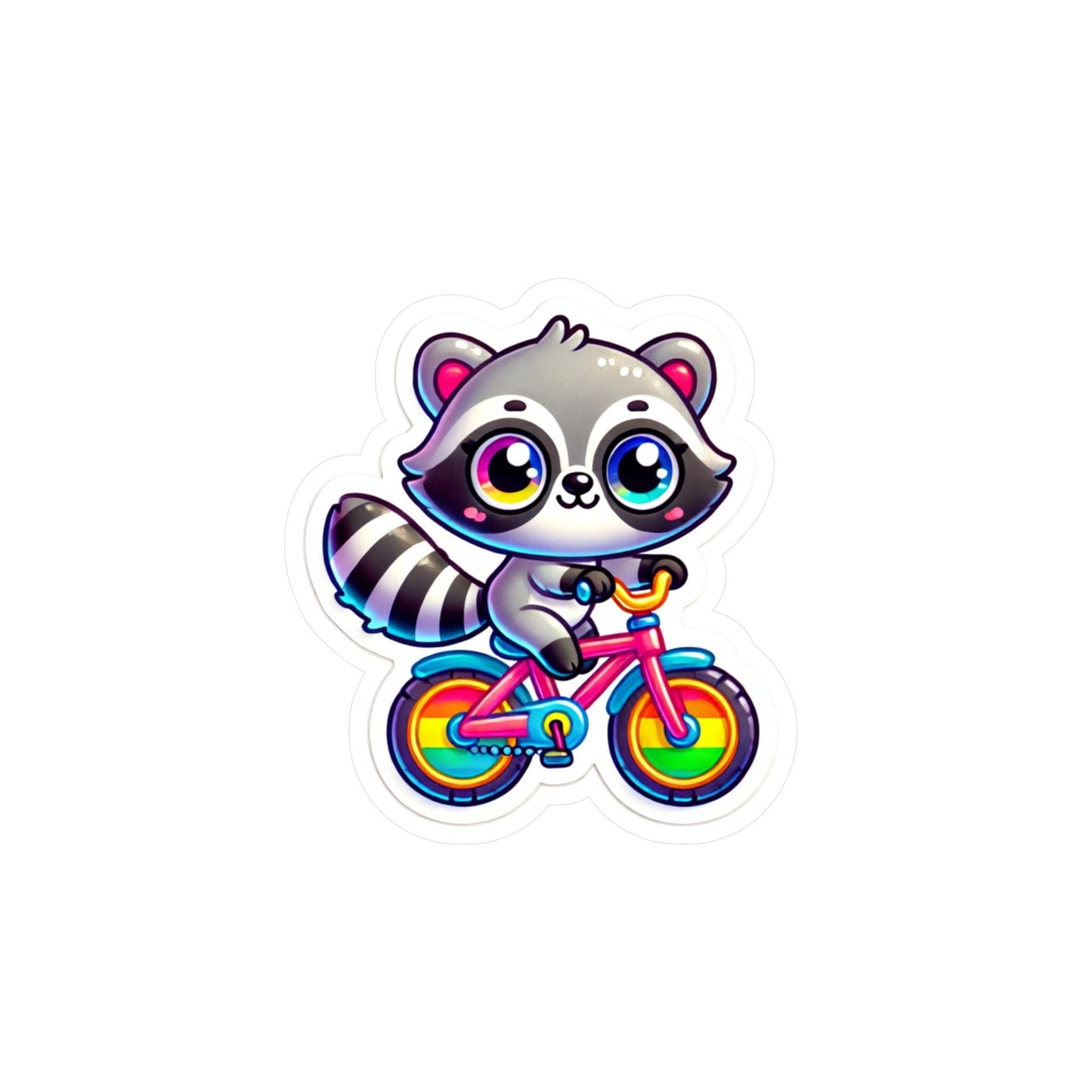 Cute Raccoon Riding Bicycle