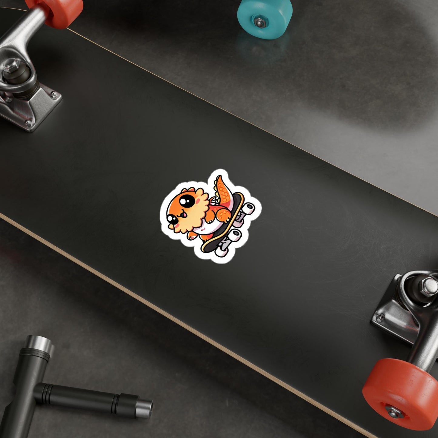 Cute Bearded Dragon Riding Skateboard