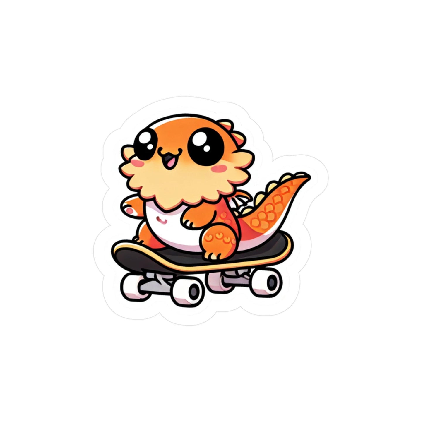 Cute Bearded Dragon Riding Skateboard