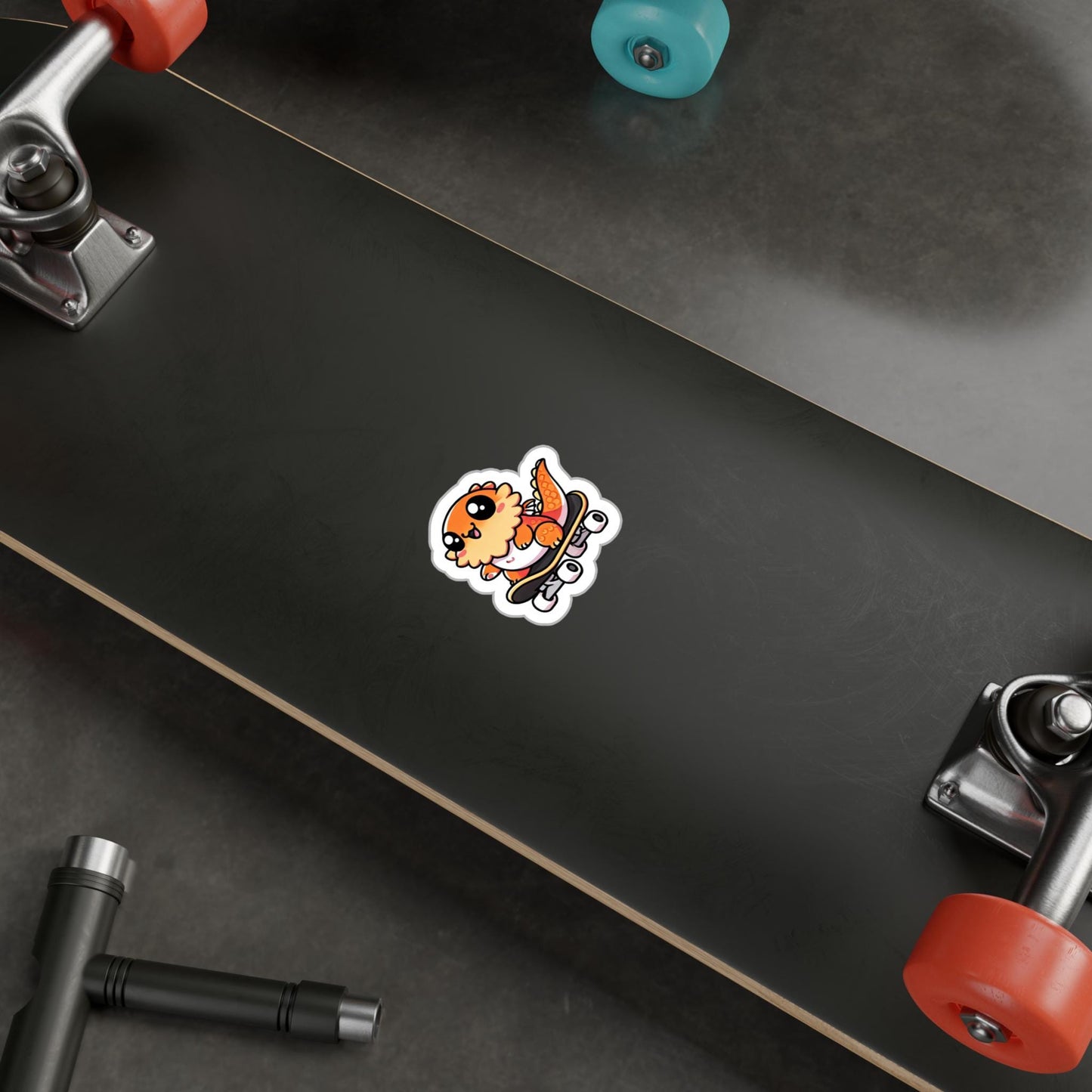 Cute Bearded Dragon Riding Skateboard