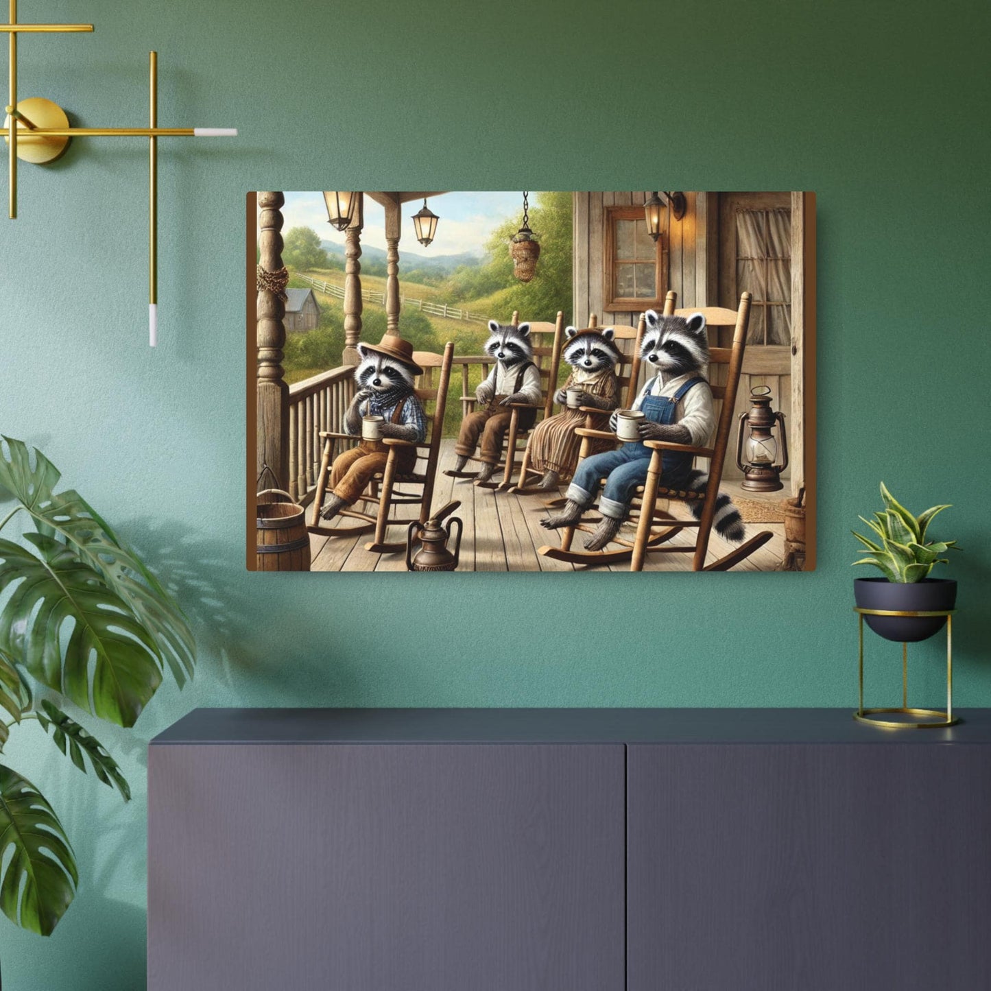 Rustic Raccoon Metal Art Sign