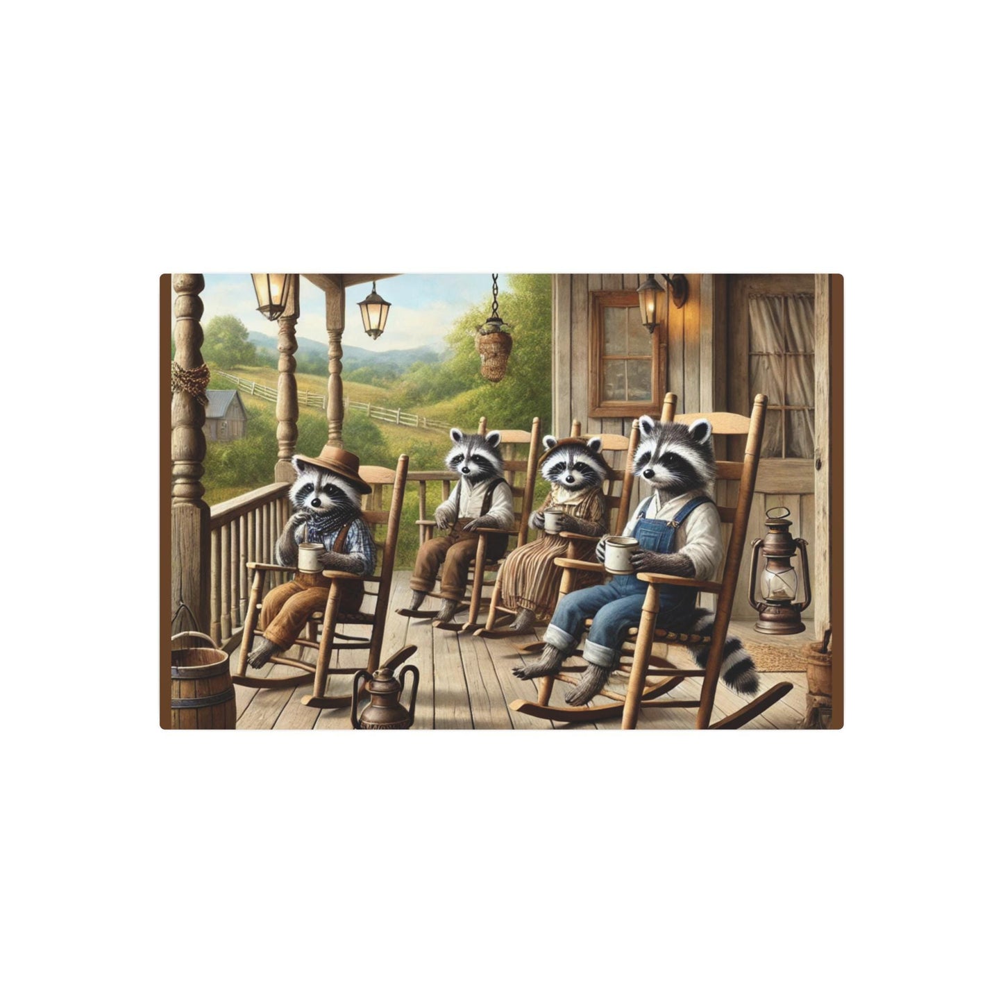 Rustic Raccoon Metal Art Sign