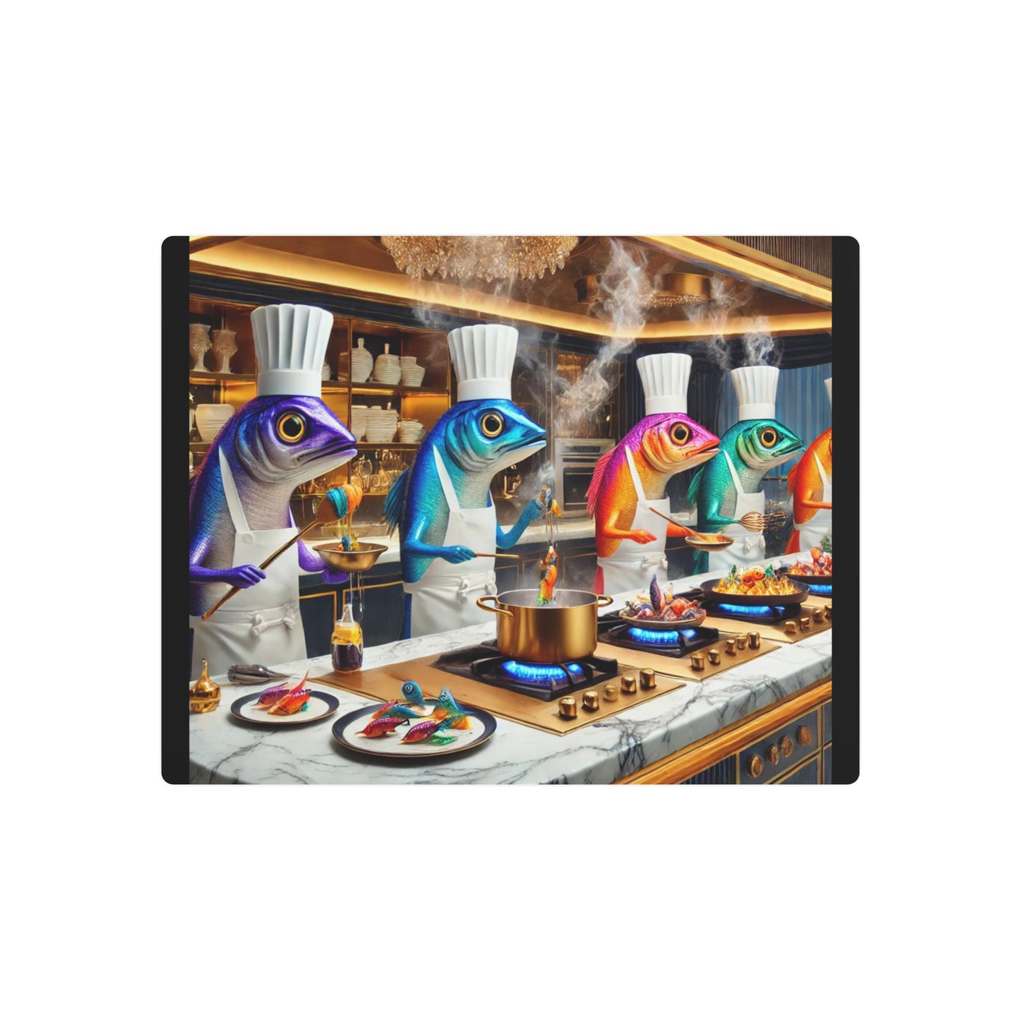 Vibrant Chef Fish Metal Art Sign